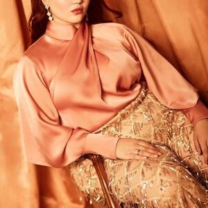 ELOQUII Satin drape blouse -  blush pink - size 20